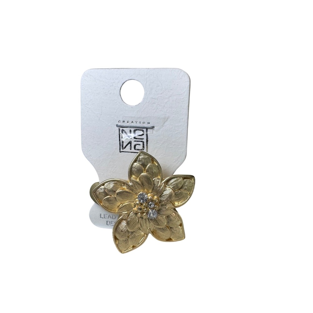 Creation‎ Nina Gold Tone Floral Rhinestone Stretch Bracelet DR9882 Flower Petal